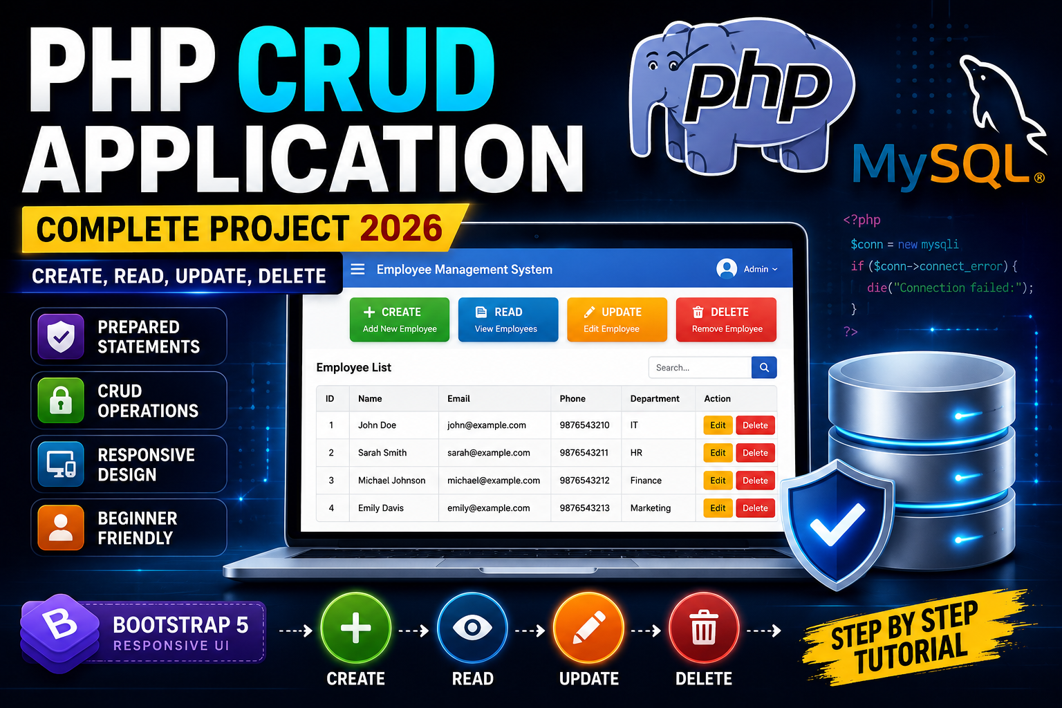 crud application PHP CRUD Application Using MySQL (Complete Project for Beginners 2026)