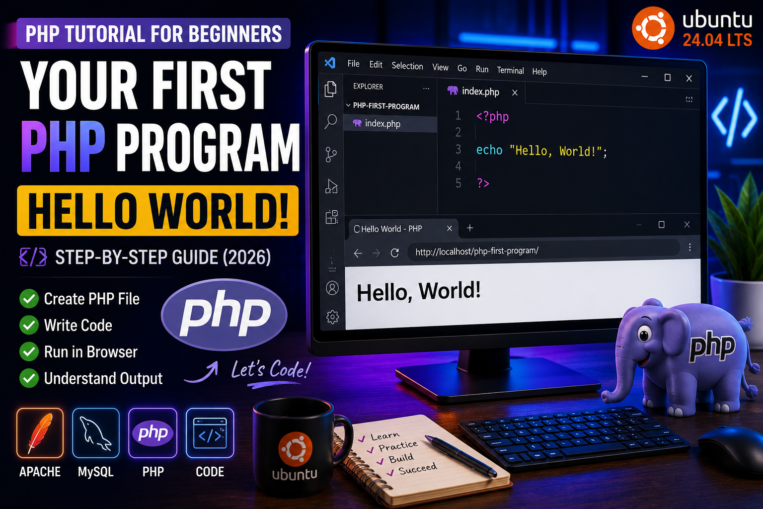 first php Your First PHP Program – Hello World Tutorial for Beginners (2026)