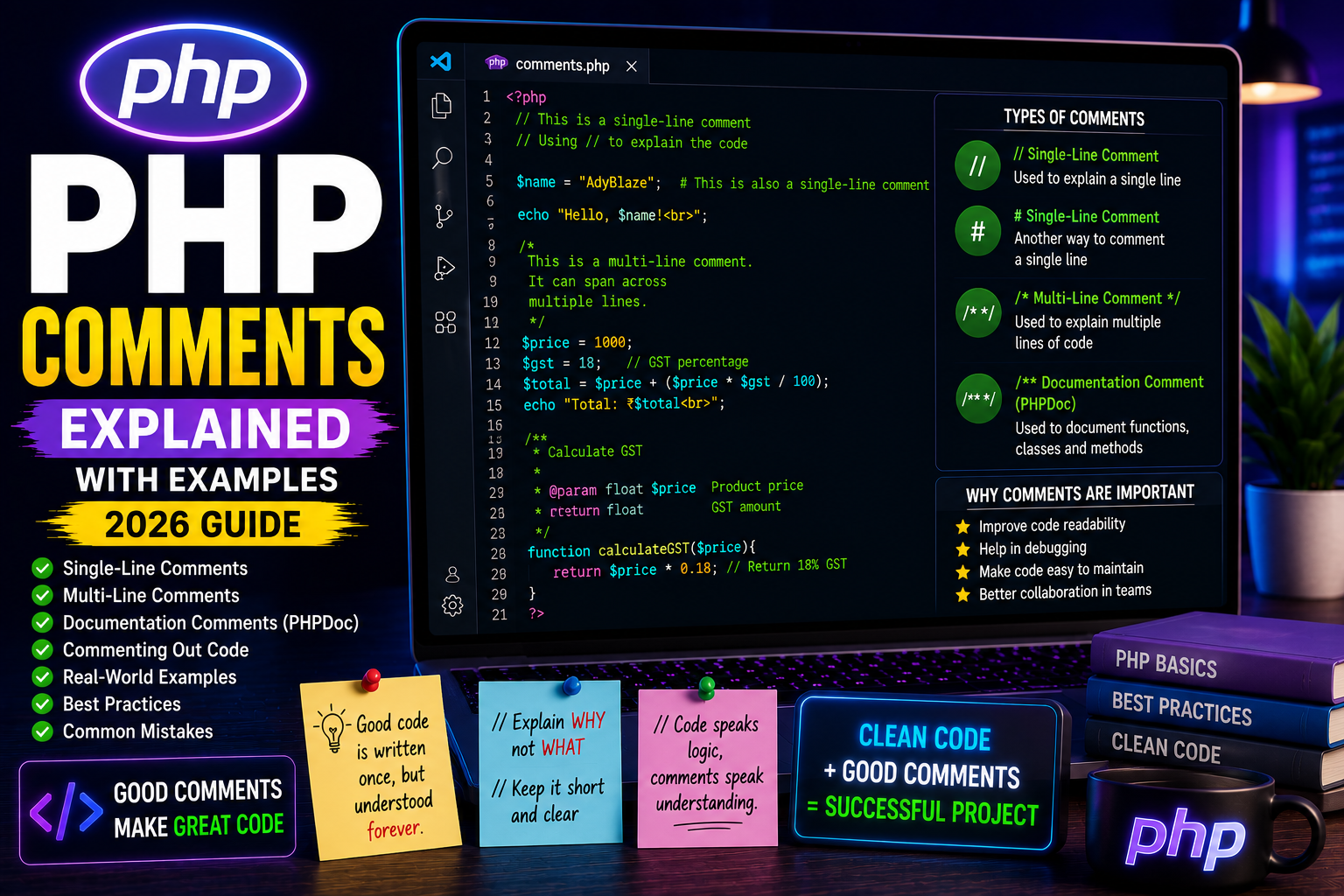 php comments PHP Comments Explained with Examples (Beginner Guide 2026)