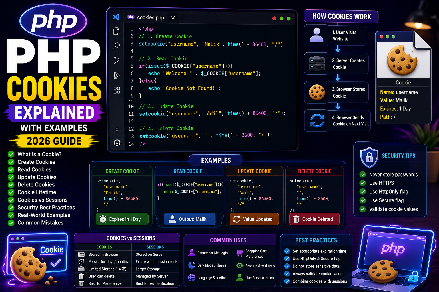 php cookies PHP Cookies Explained with Examples (Beginner Guide 2026)