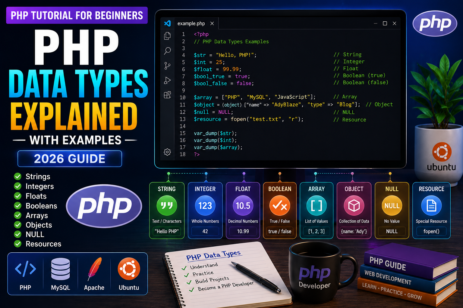 php data types PHP Data Types Explained with Examples (Beginner Guide 2026)