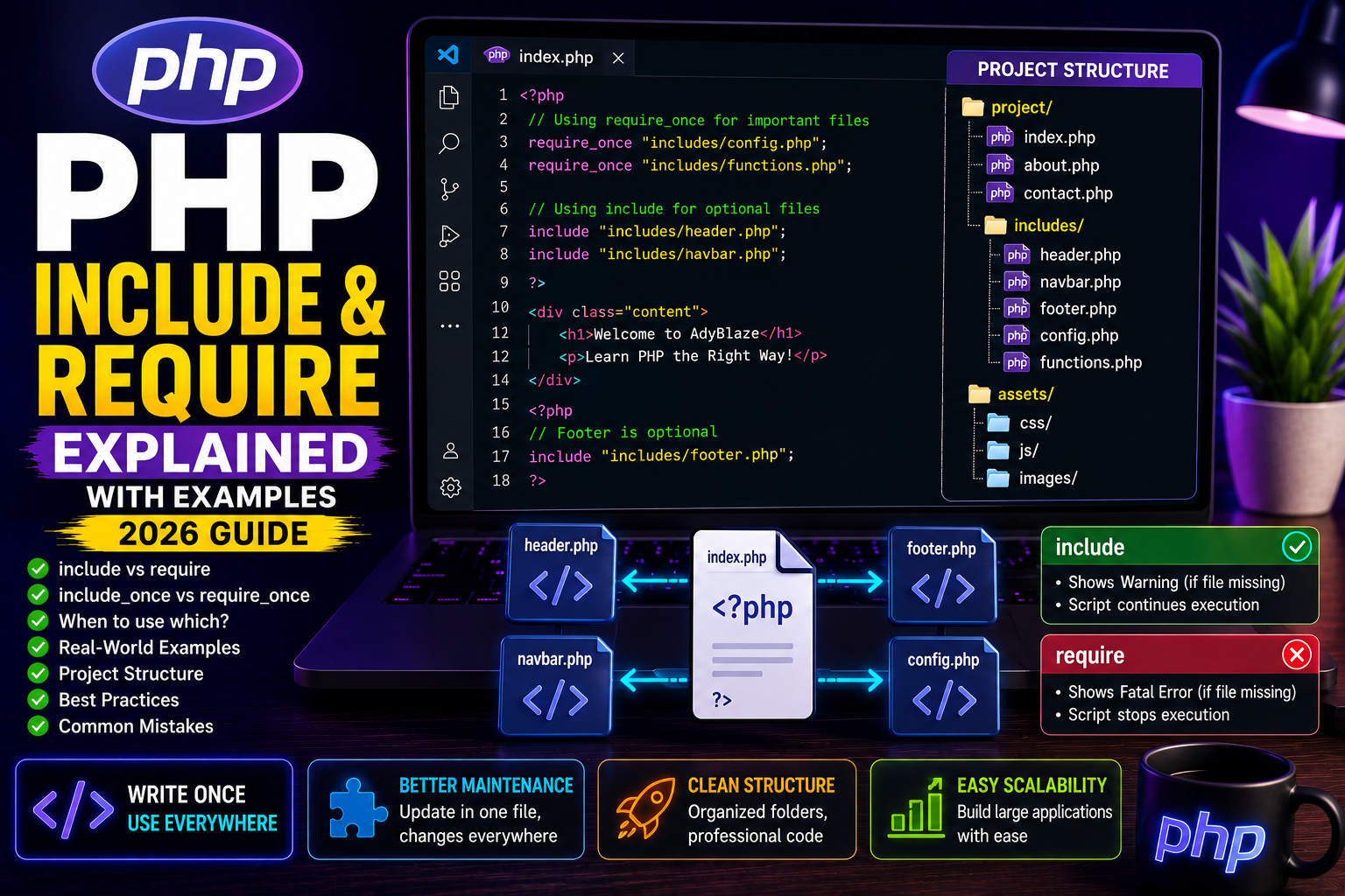 php include and require PHP Include & Require Explained with Examples (Beginner Guide 2026)