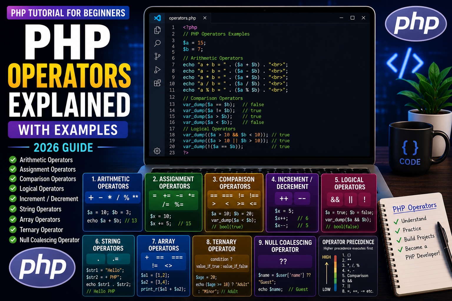 php operators PHP Operators Explained with Examples (Beginner Guide 2026)