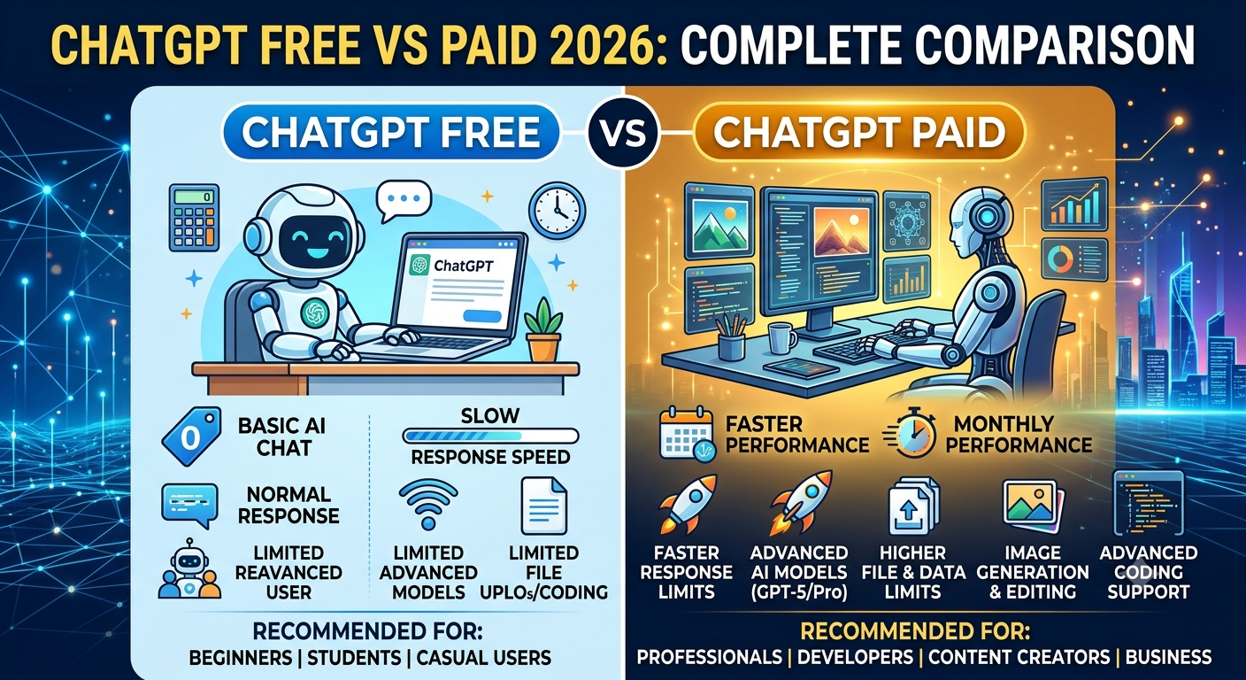 chatgpt ChatGPT Free vs Paid 2026: Complete Comparison